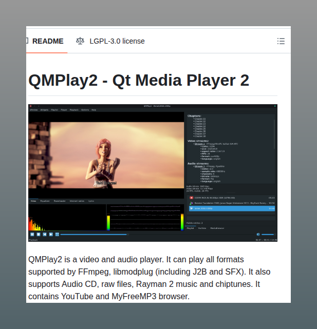 Qt media player supporting FFmpeg and hardware acceleration https://t ...