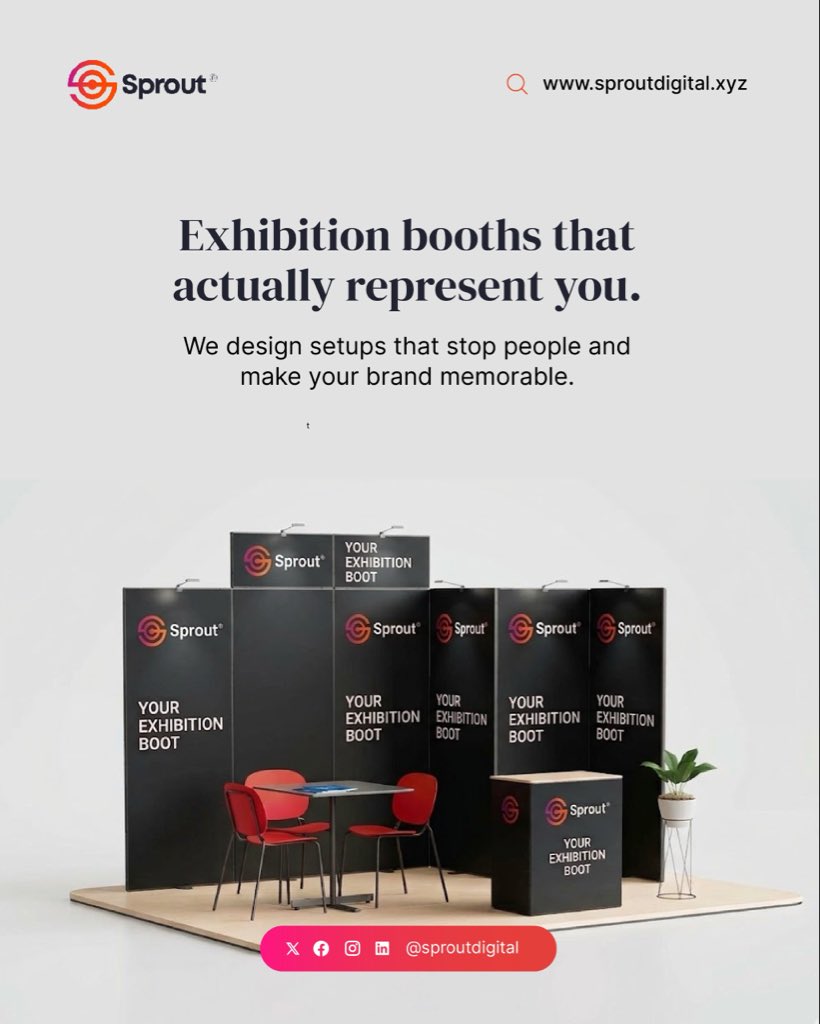 _sproutdigital's tweet photo. Your exhibition booth should do more than occupy space it should represent your brand with clarity and purpose.
We create designs that attract attention, engage your audience, and leave a lasting impression.

#ExhibitionDesign #TradeShowBooth #BrandExperience #EventMarketing https://t.co/EvQE1Kswok