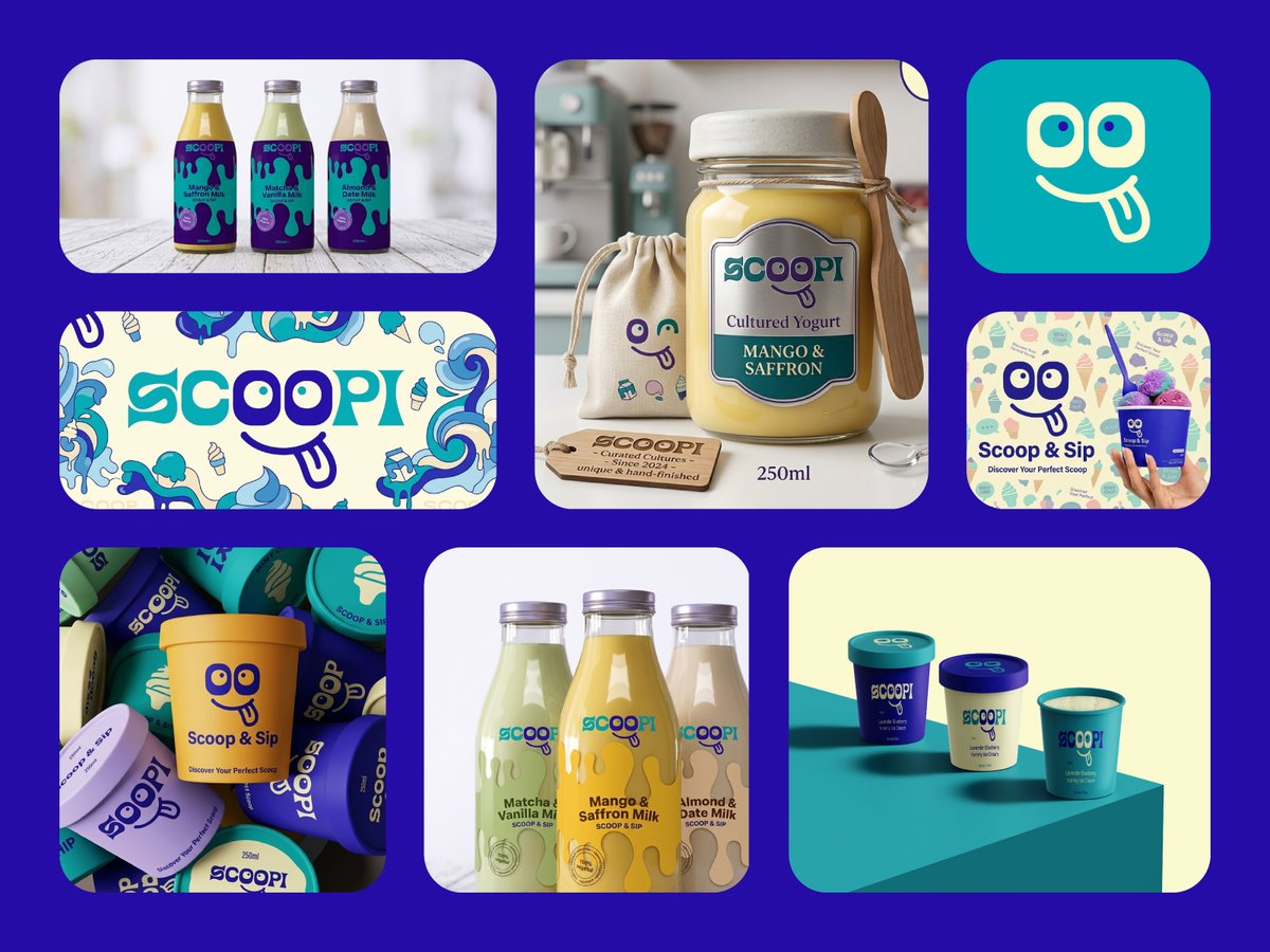 TheLogoGirl's tweet image. Scoopi — a playful ice cream &amp;amp; frozen yogurt brand identity 🍦

Soft, modern, and made to feel as good as it tastes.

#logodesign #branding #brandidentity #icecream #foodbranding #graphicdesign