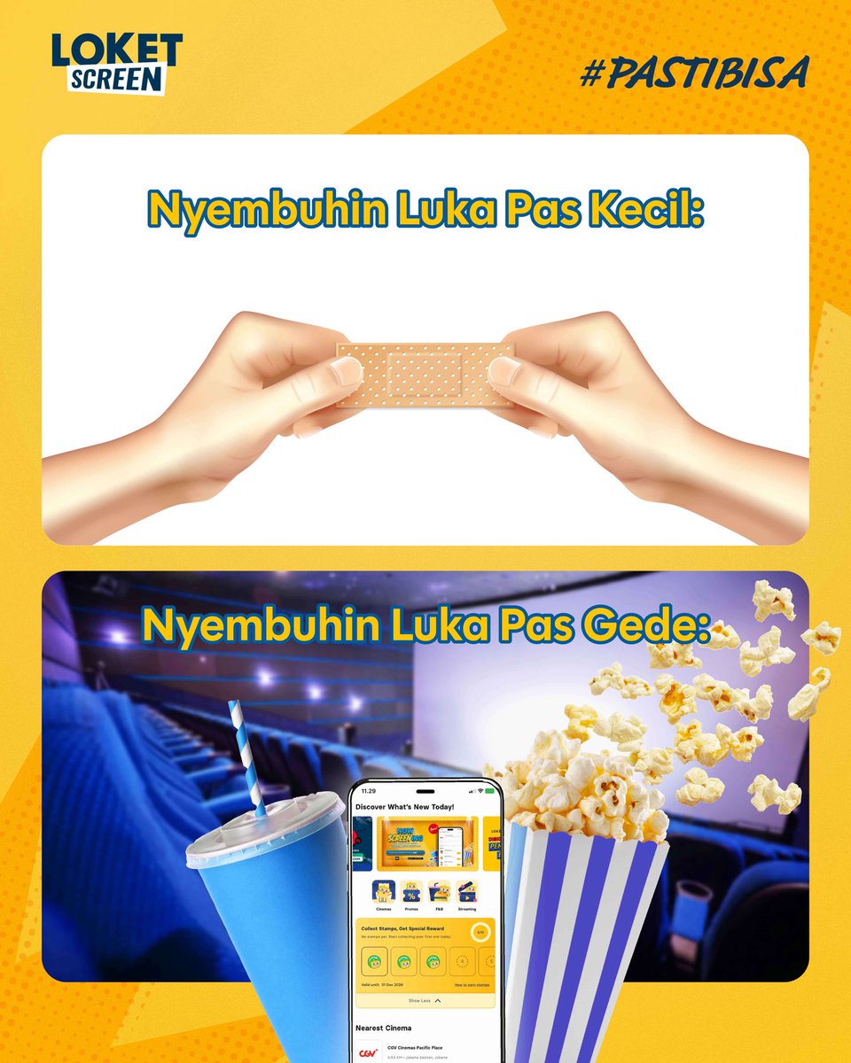 loketscreen's tweet image. Adulting is scary ... tapi kalo masih bisa nonton film di bioskop sih aman aja 😋

Apalagi kalo nontonnya dapet promo dari LOKET Screen! Ada banyak banget promo yang #PASTIBISA kamu dapetin kayak promo Kamis ke Sinema, Khusus Pengguna Baru, promo dari @indodana_id , @ShopeePay_ID