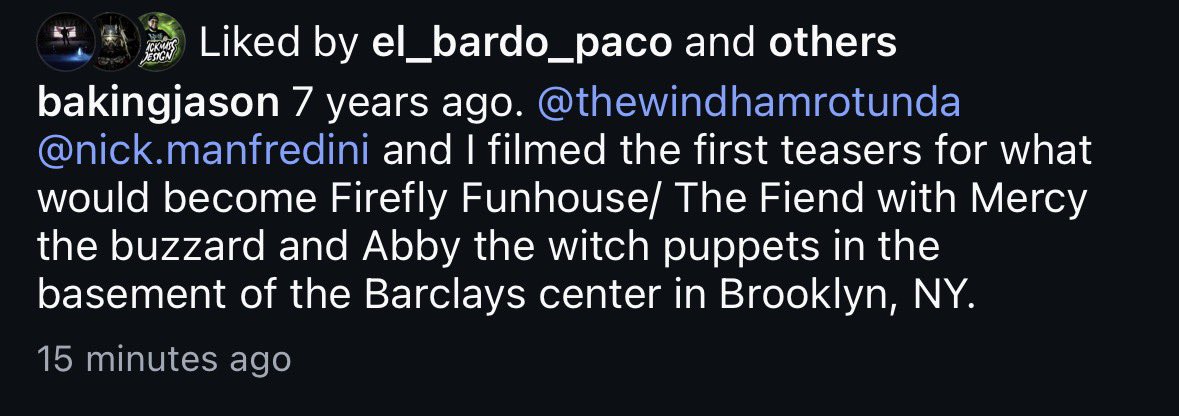 SOAismyReligion's tweet photo. 7 years ago @bakingjason @Nick_Manfredini & @Windham6 began working on the first Firefly Funhouse teasers ⭕️
#BrayWyatt #WindhamRotunda #TheFiend #FiendFriday #FireflyFunhouse https://t.co/3t17mFXDXz