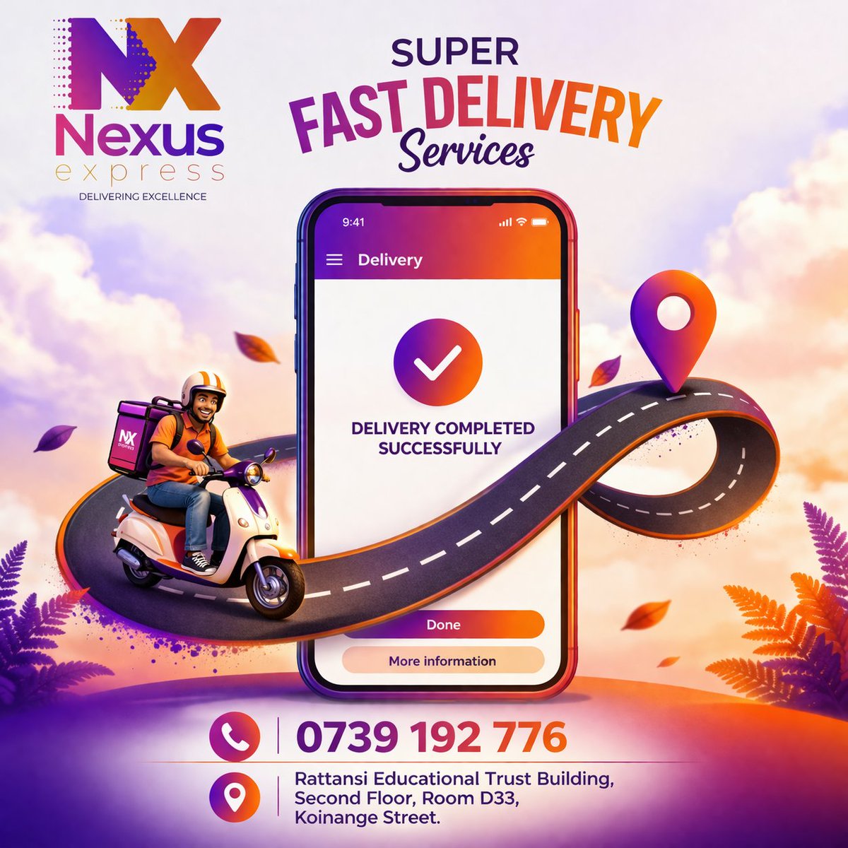 NEXUS_EXPRESSKE's tweet image. Don’t wait. Don’t stress.
Just send it with Nexus Express. 📦✨
Fast delivery. Trusted service.
📞 0739 192 776
#DeliveryMadeEasy #NexusExpress #BusinessSolutions