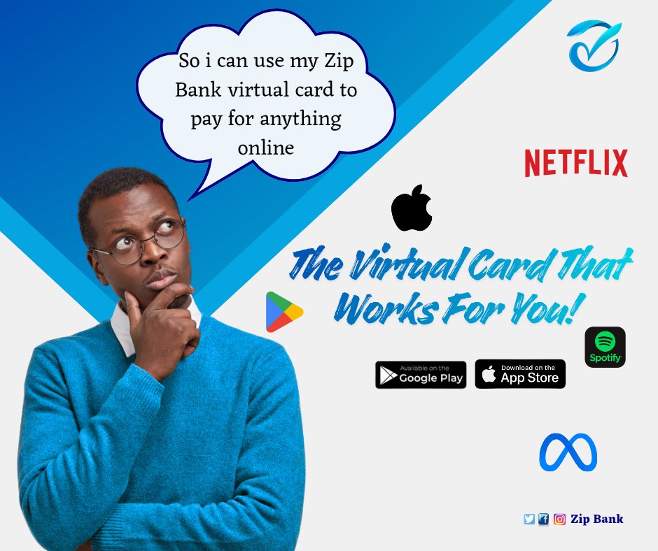 Zipbank__'s tweet image. Yes, you can definitely pay anything online using your Zip Bank virtual card. What are you still waiting for? Download the Zip Bank app now, available on App store and Google playstore.
#zipbank #bankingwithoutboundaries #virtualcard #debitcard