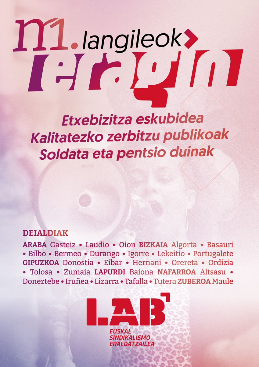 📣 Euskal Herriko 26 hiri eta herritan mobilizatuko da LAB.