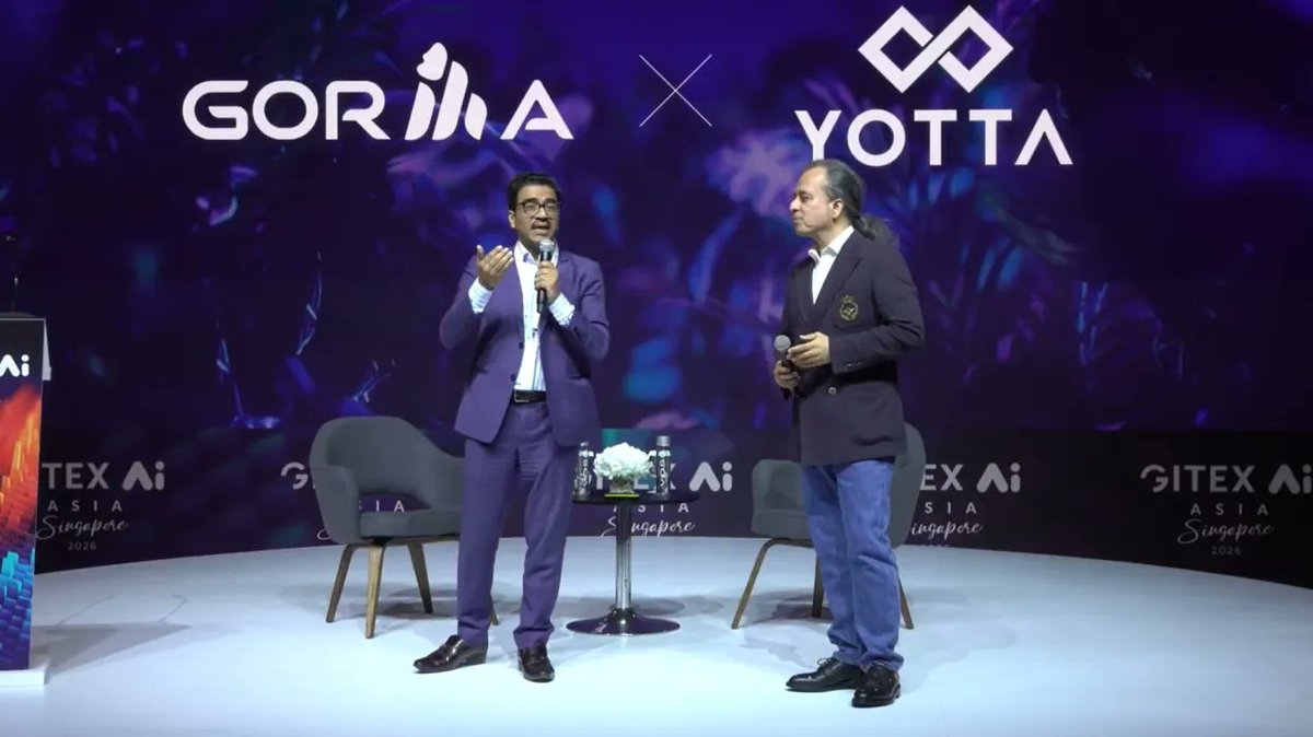 3a4_Gorilla's tweet image. ゴリラテクノロジー・Yotta　シンガポール対談
$GRRR #GRRR 
✅インドにおけるAI需要は、約10億人のスマートフォンユーザーと高いデータ消費量によって構造的に牽引されている。
✅国家主導のAI推進により、インド国内でのデータセンターとGPUの構築が促進されている。