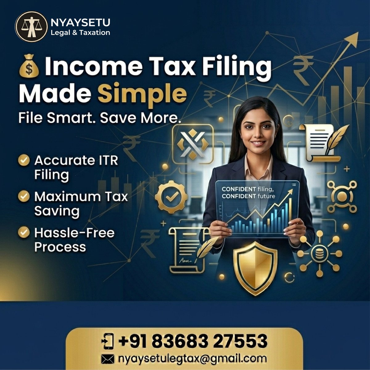 nyaysetulegal's tweet photo. Income Tax Filing doesn’t have to be complicated. 💼
With the right guidance, you can file accurately, save more, and stay stress-free.
📞 Contact us today: +91 83683 27553
#IncomeTax #ITRFiling #TaxSaving #TaxIndia #FinancialPlanning #Nyaysetu #LegalAndTax #SmartFiling https://t.co/v96MHtduRt