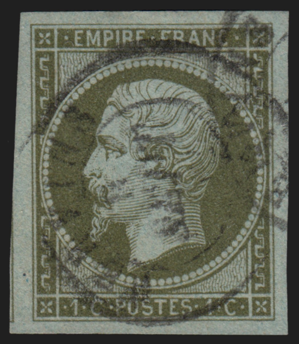 n°11, Napoléon III Empire non-dentelé 1860, 1c olive, oblitéré cachet à date - SUPERBE - avec 4 grandes marges dont 1 voisin à gauche, timbre de 1er choix sans défaut.
Prix net 60 € sur #delcampe
delcampe.fr/fr/collections…
#philatelie #timbres #stamps #collection #philately