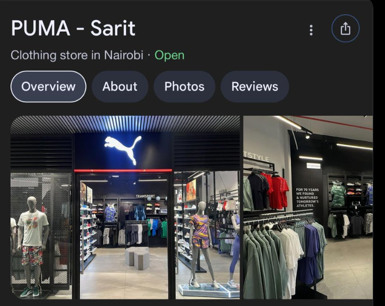 DRASH59's tweet photo. @otiskobole @EricNjiiru Thank you @otiskobole. Welcome to the official Puma store at the Hub and Sarit. https://t.co/iP8VRFNm14