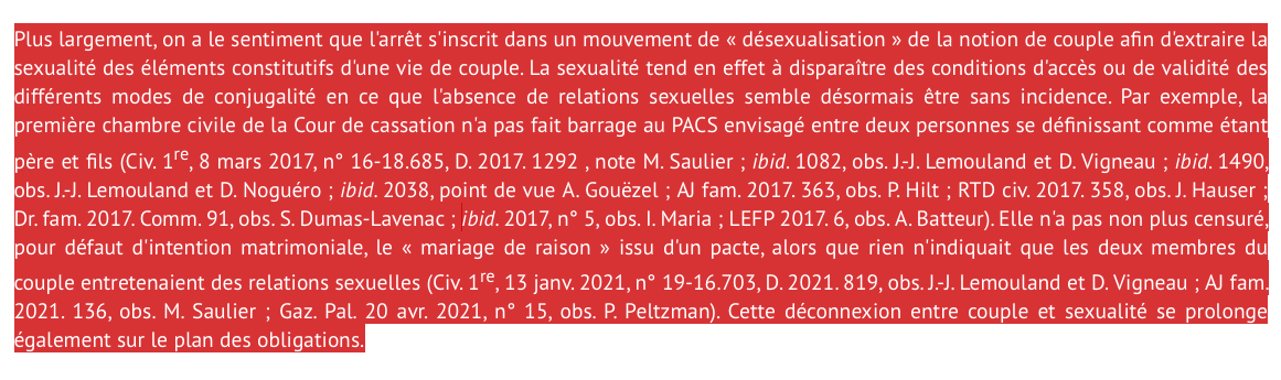JsBagenda's tweet photo. @Jbofengo Récemment, la Cour de cassation a également jugé que le concubinage peut etre caractérisé meme en l'absence des relations conjugales. (Civ. 2ème, 19 mars 2026, n°23-21.482).
Un auteur  a vu juste, lorsqu'il observe un " mouvement de désexualisation de la notion de couple". https://t.co/lHJcu8Vkw8