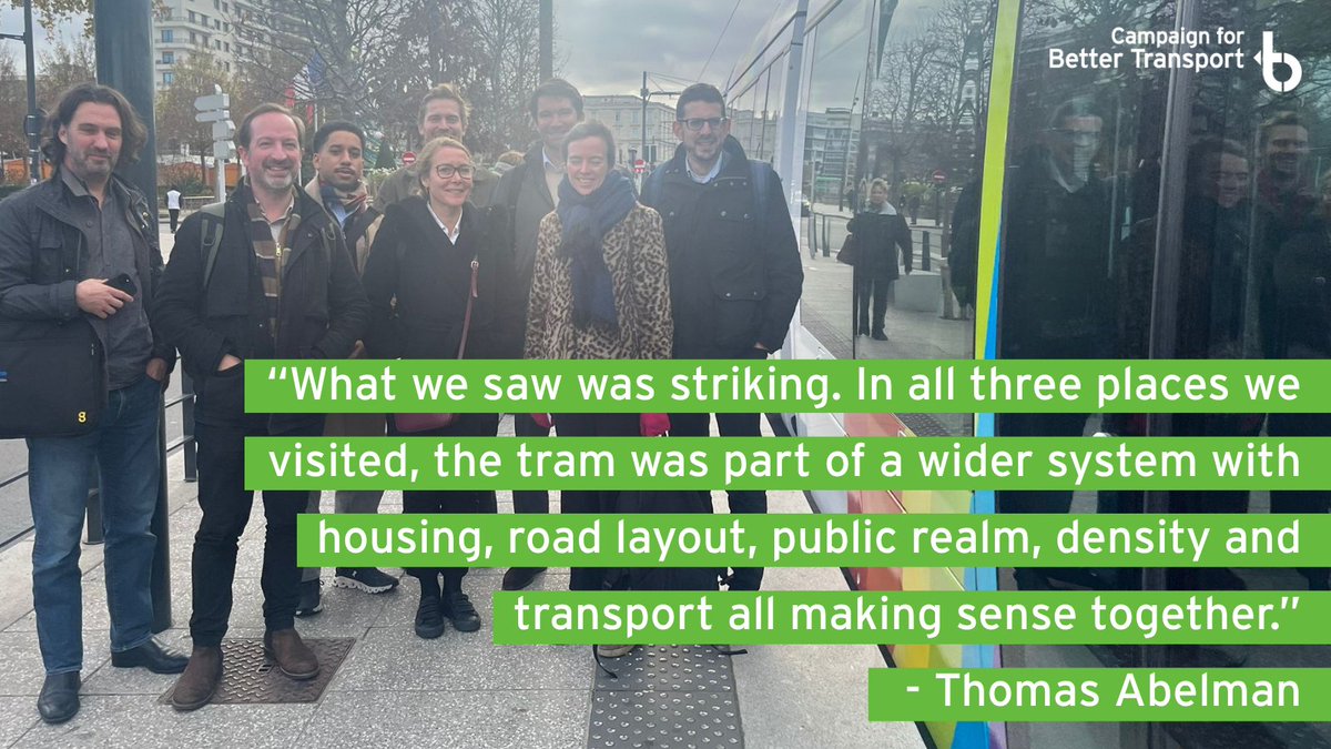 📢In this guest blog from transport expert Thomas Abelman, he explains what happened when a group of transport and housing aficionados took British policymakers to France to see first hand the country's fast growing tram network. 
Read it here 👉 ow.ly/wKY450YESkr