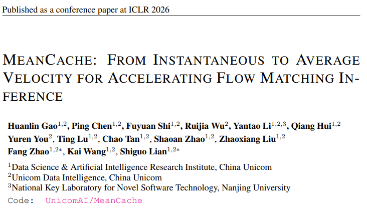 jiqizhixin's tweet image. Can we make generative AI models accelerate without sacrificing quality?

Huanlin Gao and team from China Unicom &amp;amp; Nanjing University just unveiled MeanCache!

This training-free caching framework tackles a key problem: traditional methods rely on instantaneous speed, leading to