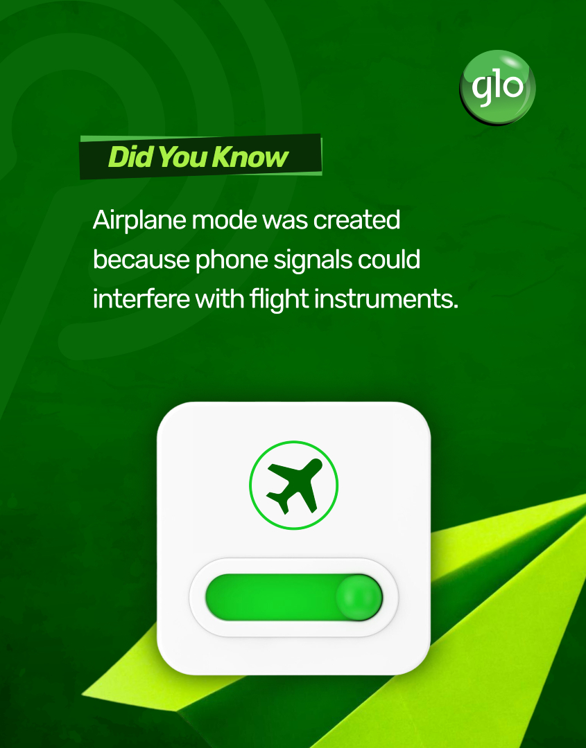 GloWorld's tweet image. Originally designed to keep planes safe from signal interference. 

Now it's the ultimate "do not disturb" we actually remember to use. 😅

#Funfact #GloUnlimited #Gloworld