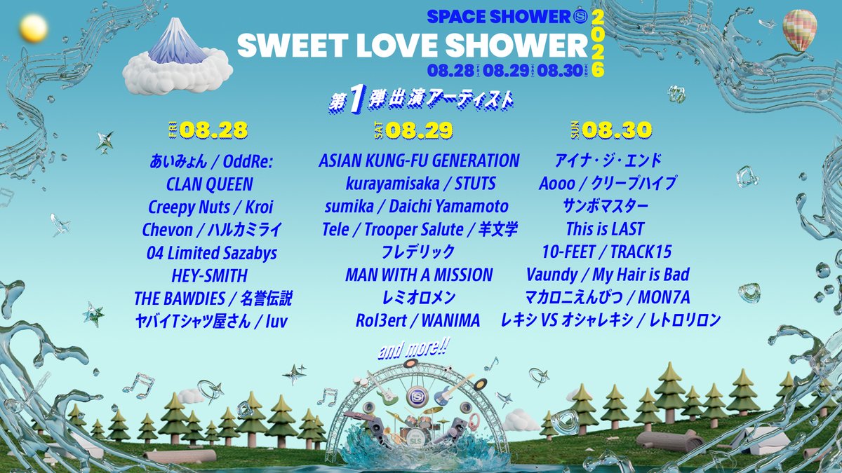 【8万5千人動員のフェスに鑑賞サービス導入!】
日本最大級の夏フェス「SWEET LOVE SHOWER 2026」に鑑賞サポートの導入が決定!!
会場は富士山と湖を望む絶好のロケーション。みなさんに喜んでもらえるようにお迎えの準備を進めていきます
2026.sweetloveshower.com/contents/guide…
#聴覚障害
#視覚障害
#SWEETLOVESHOWER
