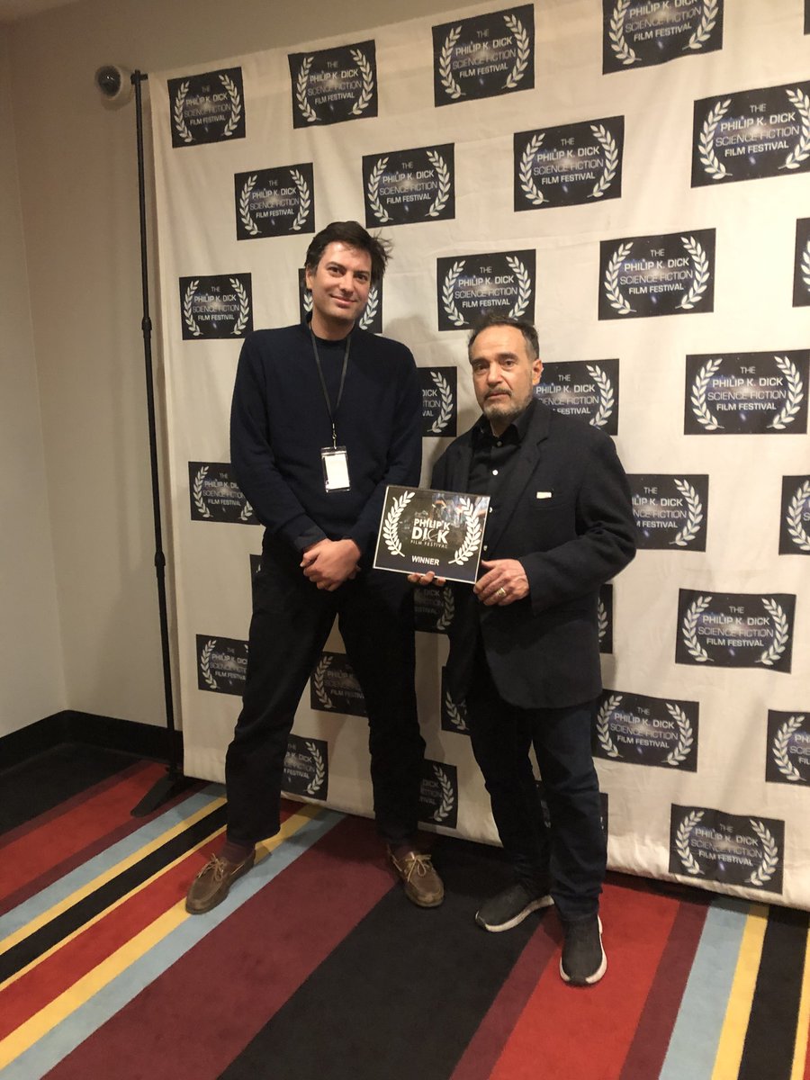 MrJadis's tweet photo. @MatthieuMoerlen won #bestscifishortfilm @ @PhilipKDickFest 2026 in #newyorkcity #areyouahumanbeing #êtesvousunêtrehumain ? 
with Dan Abello from the #philipkdickfilmfest https://t.co/E1MAK9iiYK