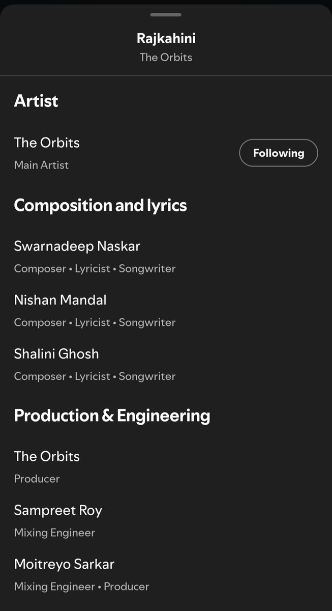 TheOrbitsMusic's tweet photo. Time synced lyrics of #Rajkahini (link in bio) available on #Spotify and other platforms now. Also thank you to everyone who listened and helped us reach 1K streams on Spotify. There's a lot more to come this year; much better stuff @TuneCore . For everyone who contributed! https://t.co/P4AXRV13Zq