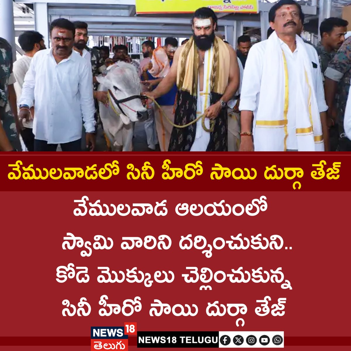 News18Telugu's tweet image. వేములవాడలో సినీ హీరో సాయి దుర్గా తేజ్
#Vemulawada #SaiDharamTej #Hero #tollywood