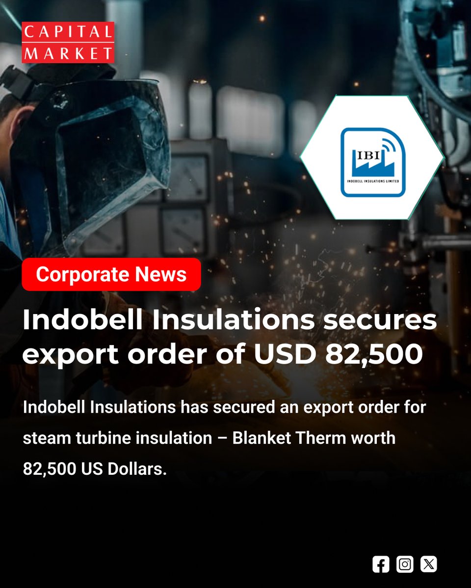 CapitalMarket17's tweet image. Indobell Insulations Bags $82.5K Export Order, Strengthens Global Footprint
capitalmarket.com
#IndobellInsulations #ExportOrder #GlobalBusiness #IndustrialGrowth #MakeInIndia #Engineering #Manufacturing #CorporateNews #StockMarketIndia  #GrowthStory #MidcapStocks