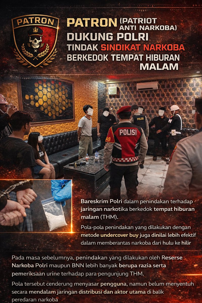 siberinfoA1's tweet photo. Dulu penindakan yg dilakukan oleh Reserse Narkoba Polri maupun BNN lebih banyak berupa razia dan test urine ke pengunjung THM

Pola yg cenderung menyasar pengguna, namun belum sentuh jaringan distribusi dan aktor utama di balik peredaran narkoba

Undercover Buy 
#THMNarkobaSikat https://t.co/pCF9IaYEbb