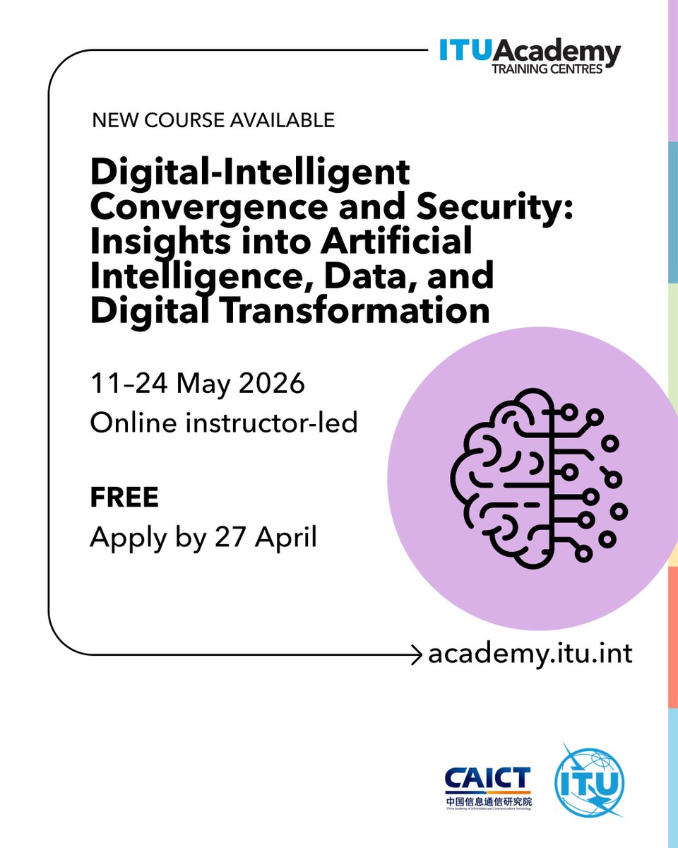 ITUDevelopment's tweet photo. 📢 New in #ITUAcademy!

From AI &amp; data-driven innovation to cybersecurity, digital transformation, &amp; Radio Frequency compliance - our latest courses equip you with skills to navigate today’s evolving digital landscape with confidence✅

🎓Start learning 👉 https://t.co/bIlg6k9IXx https://t.co/YIz7d6Ns1t