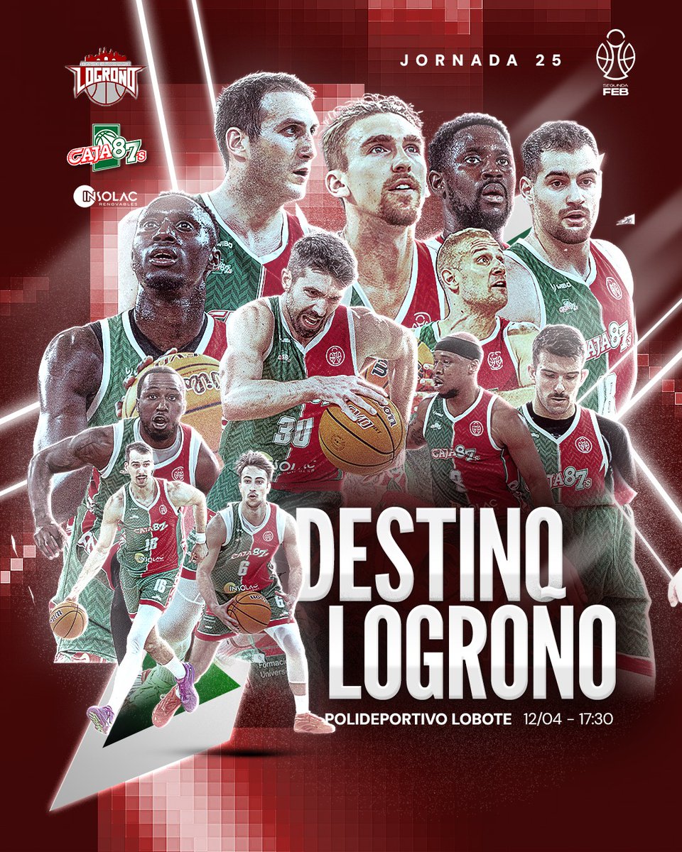 🔥 PRÓXIMO DESTINO: LOGROÑO 🔥

Último desplazamiento de la liga regular, con la ilusión intacta y el objetivo claro 💚♥️

🗓 Domingo 12 de abril
🕠 17:30h
📍 Logroño

Nos quedan dos finales… y vamos a por todas 💪

#InsolacCaja87 #VamosEquipo #baloncesto
#Encajatupasion
