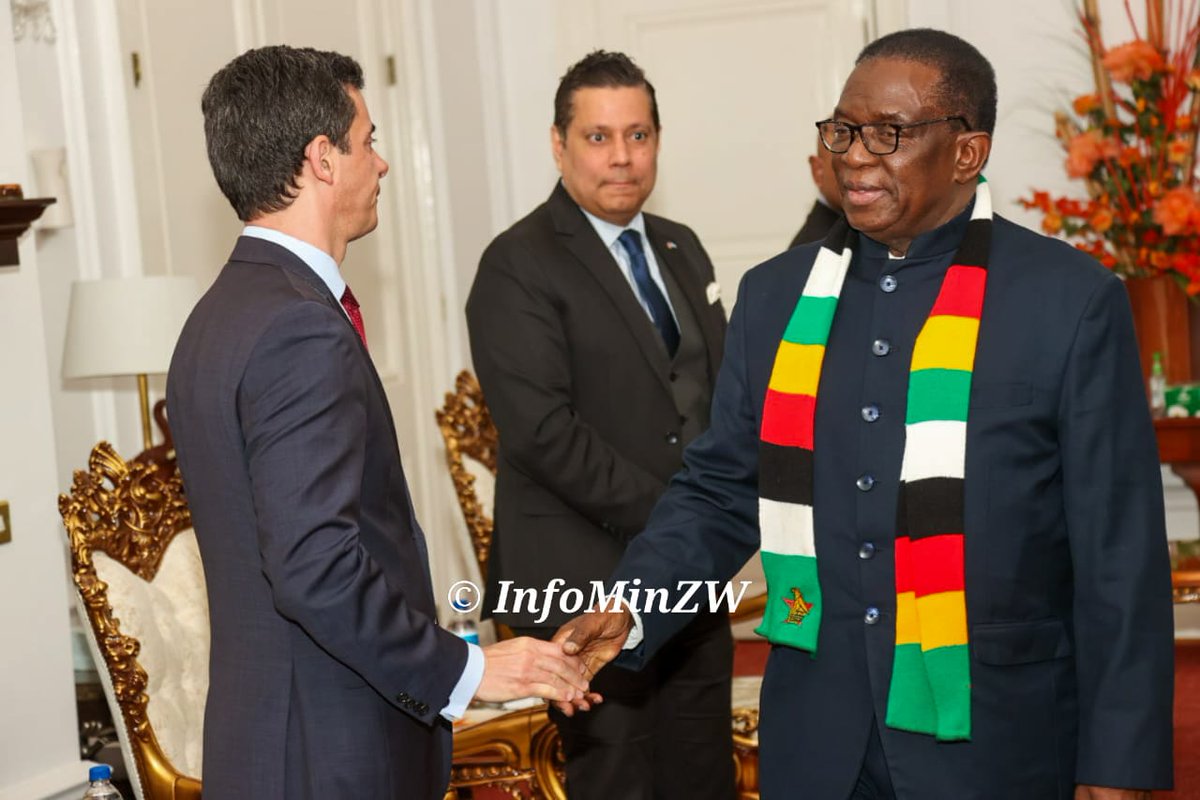 InfoMinZW's tweet image. This morning, an eight‑member delegation of Permanent Representatives to the United Nations paid a courtesy call on His Excellency, President Emmerson Mnangagwa at State House. 
#Engagement