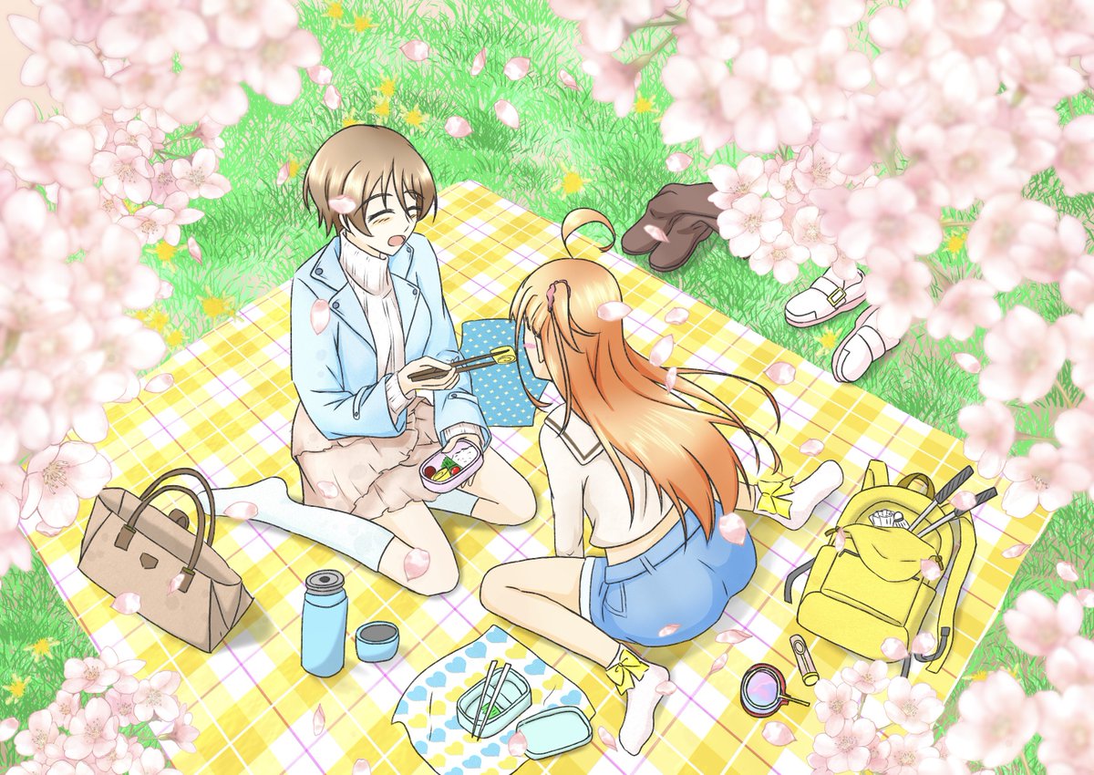 二人でピクニック🧺🌸
 #いきづら絵部