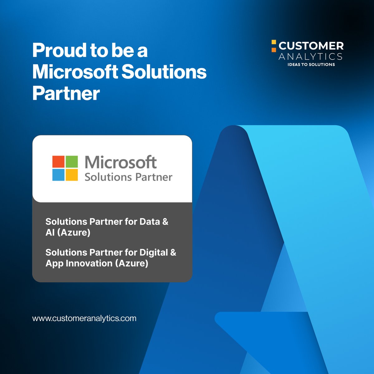 humantechnology's tweet photo. We’re excited to announce that Customer Analytics is now a Solutions Partner with Microsoft.
- Solutions Partner for Data &amp; AI (Azure)
- Solutions Partner for Digital &amp; App Innovation (Azure)  #MicrosoftPartner #DigitalTransformation #Partnership #customeranalytics https://t.co/bgT1PmfcHa