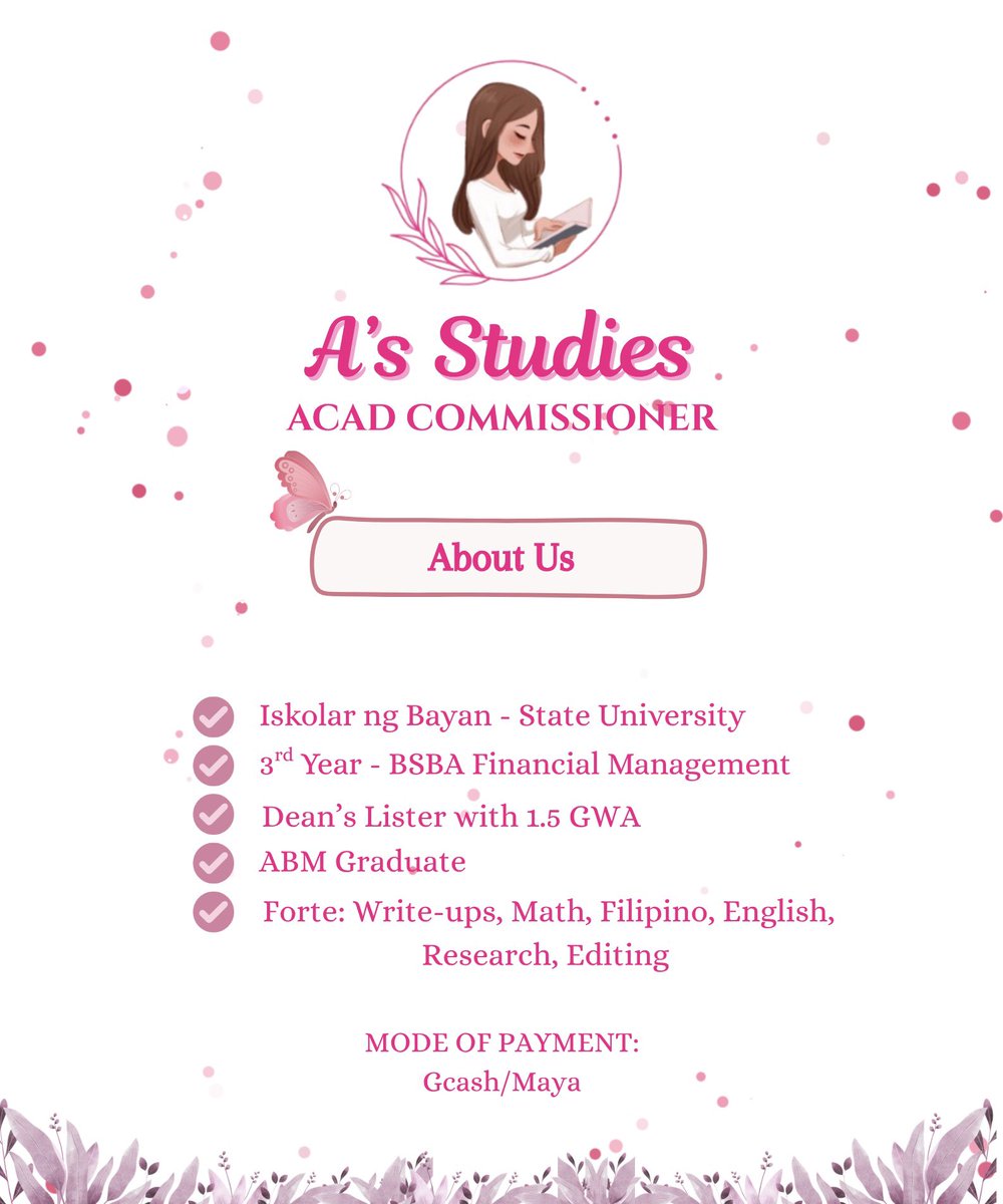 as_studies2's tweet photo. Hi, I'm Ms. Faye!

Reposting our commsheets 🤍

Check out our clients' feedbacks by clicking this hashtag: #FAYEedbacks

I also offer:
Free revisions (24 hours)
Free Al check
Free plagiarism check

My dm's always open to help you, my loves! 🤍 https://t.co/oI91ddZNhd