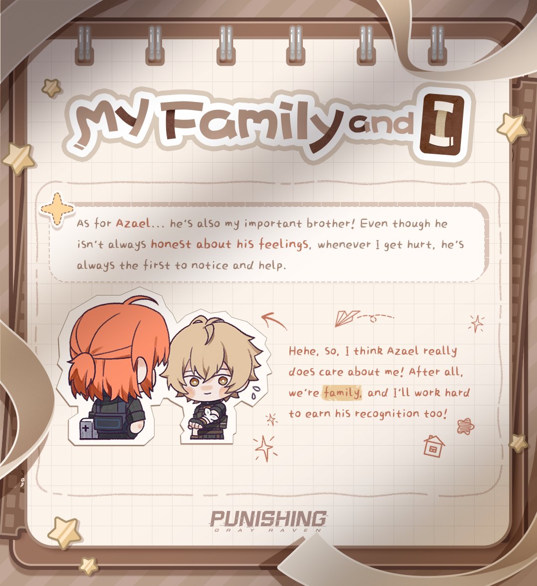 Punishing: Gray Raven | My Family and I

On tiny sheets of paper, sketches of "family" take shape as the boy passionately talks about his treasures.