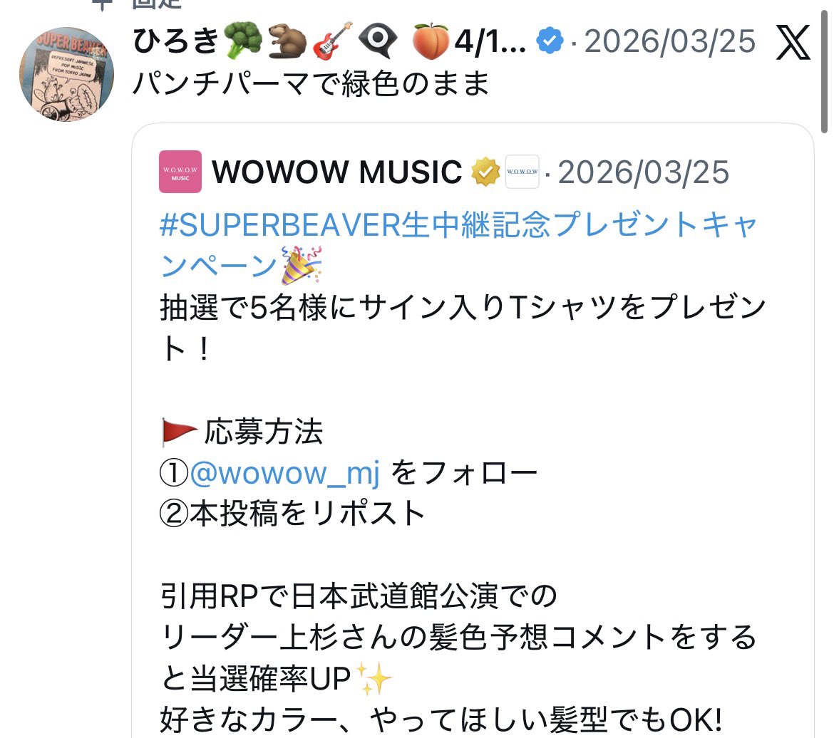 ひろき🥦🦫🎸👁️‍🗨️ 🍑4/16🥦緑黄色夜祭 Zepp Haneda tweet media