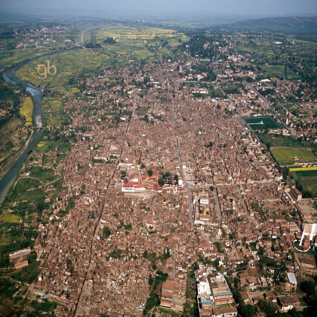 काठमाडौँको एरियल तस्बिर १९६०को मध्य-दशक