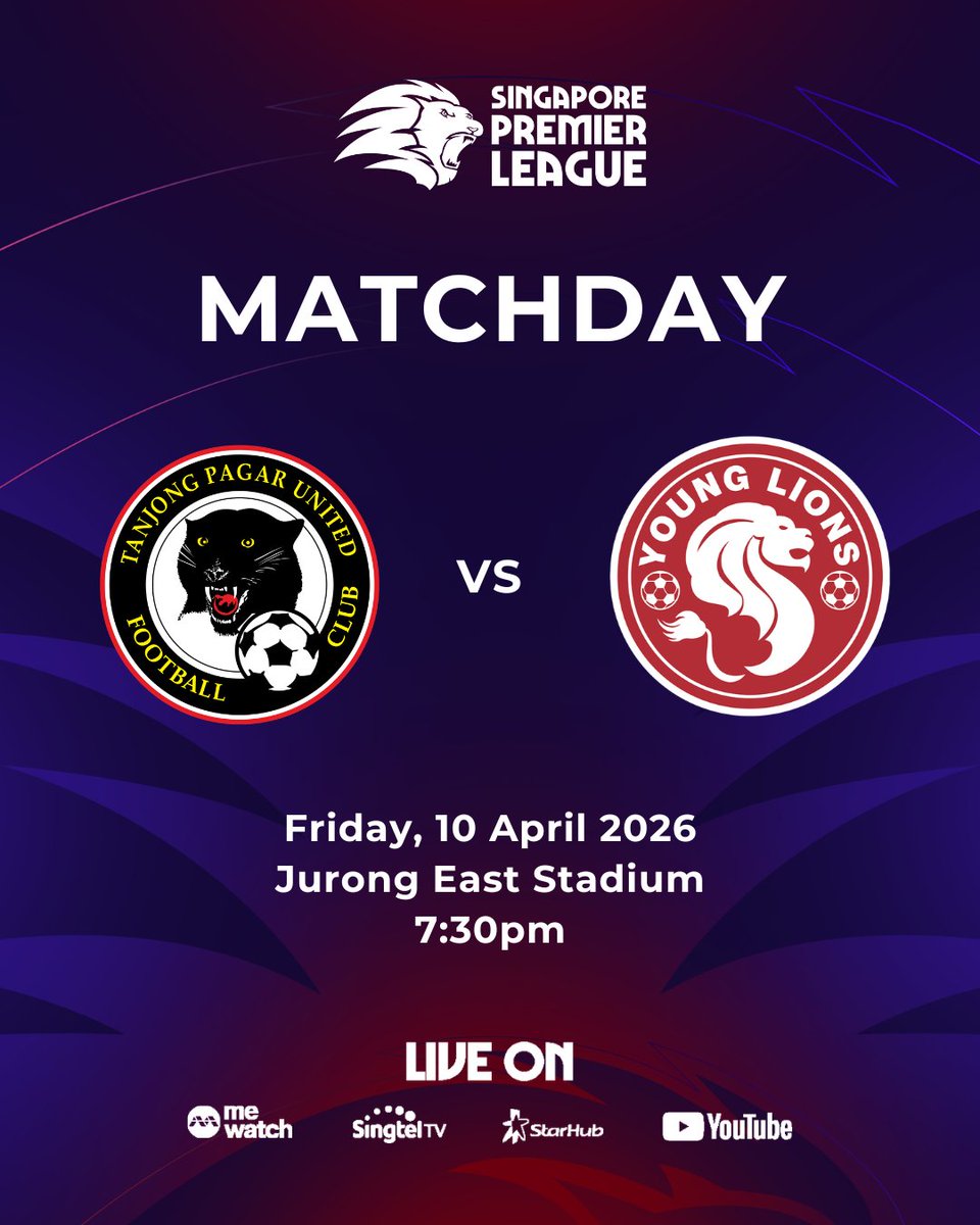 SGPremierLeague's tweet image. It's matchday! 

Catch the Jaguars take on the Young Lions live tonight at Jurong East Stadium.

#SPL #SingaporePremierLeague