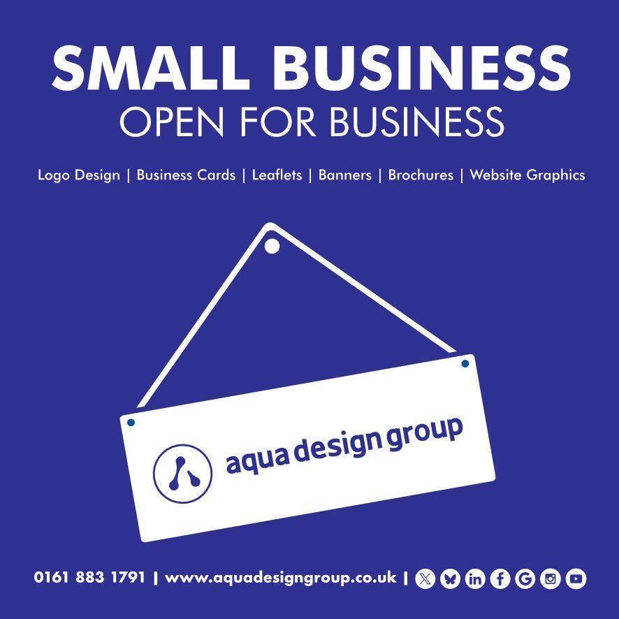 ADG_Moore's tweet image. This #smallbusiness is #openforbusiness! So why not come and have a chat about #logodesign, #businesscards, #leaflets, #banners and more 😊 #Stockport #ShopIndie #BizBubble #SmartSocial #SmallBizFridayUK aquadesigngroup.co.uk