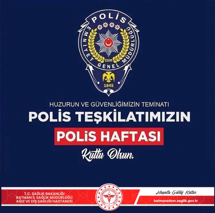 BatmanAgizveDis's tweet photo. 10 Nisan Polis Haftası Kutlu Olsun

Milletimizin huzur ve güvenliği için fedakarca görev yapan tüm polislerimize minnettarız. Şehitlerimizi rahmetle anıyor, gazilerimize şükranlarımızı sunuyor, teşkilatımıza başarılar diliyoruz. https://t.co/YjxZnmqUas