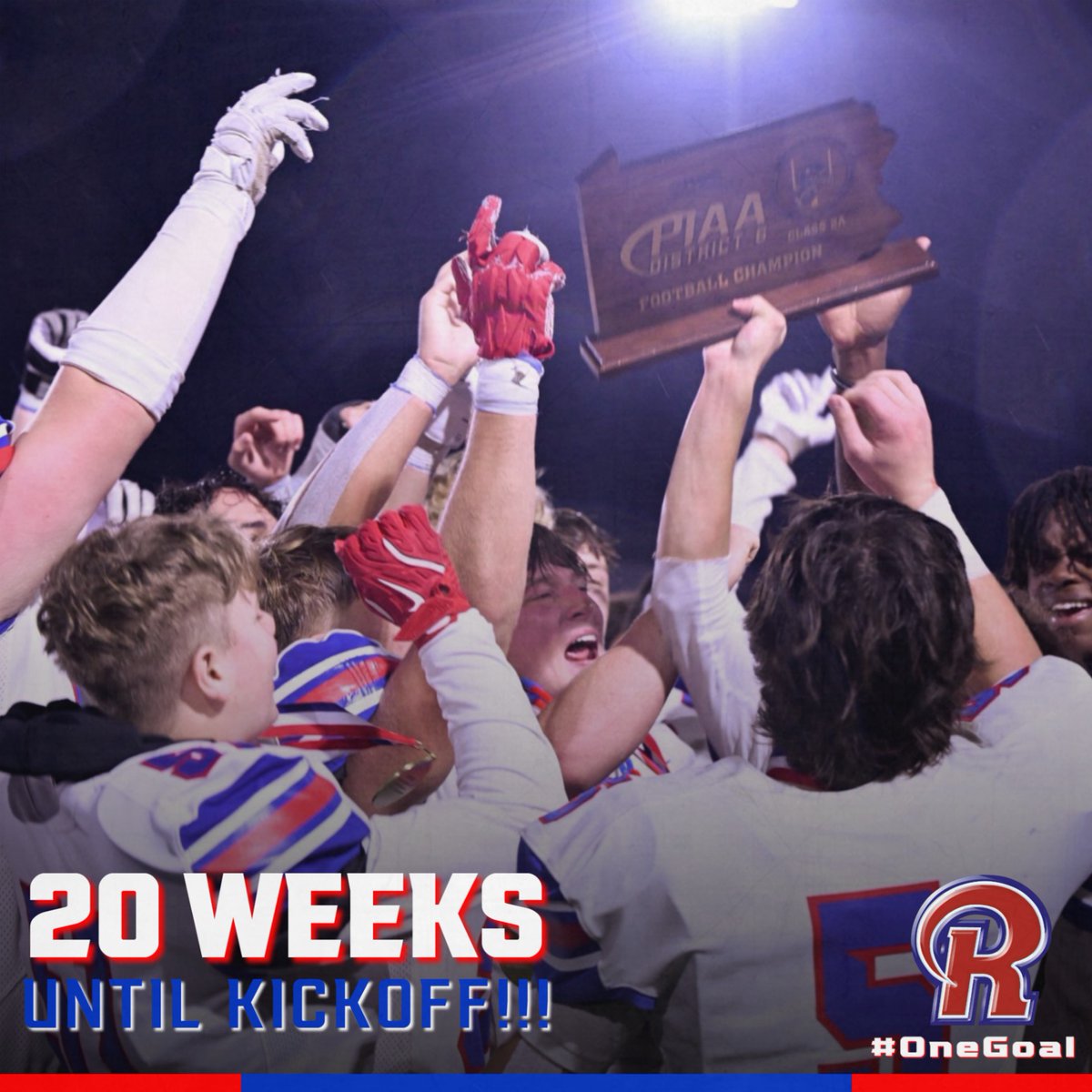 rhsfootball's tweet photo. 20 Weeks Until Kickoff!

#OneGoal https://t.co/z9vv8dPTHx
