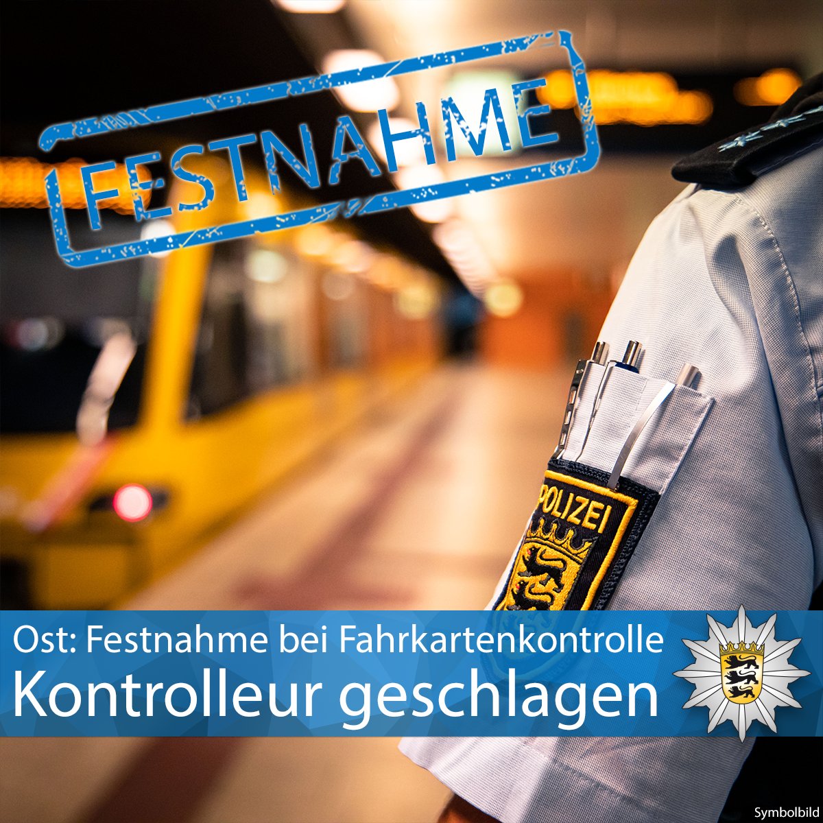 PP_Stuttgart's tweet image. #Ost Ein 28-jähriger Mann ohne gültigen Fahrschein hat am Mittwoch gegen 15.40 Uhr in der U9 Richtung Hedelfingen bei einer Fahrscheinkontrolle Mitarbeiter des Prüfpersonals geschlagen und beleidigt. Zur Pressemeldung ▶️ sohub.io/3ped Eure #Polizei #Stuttgart