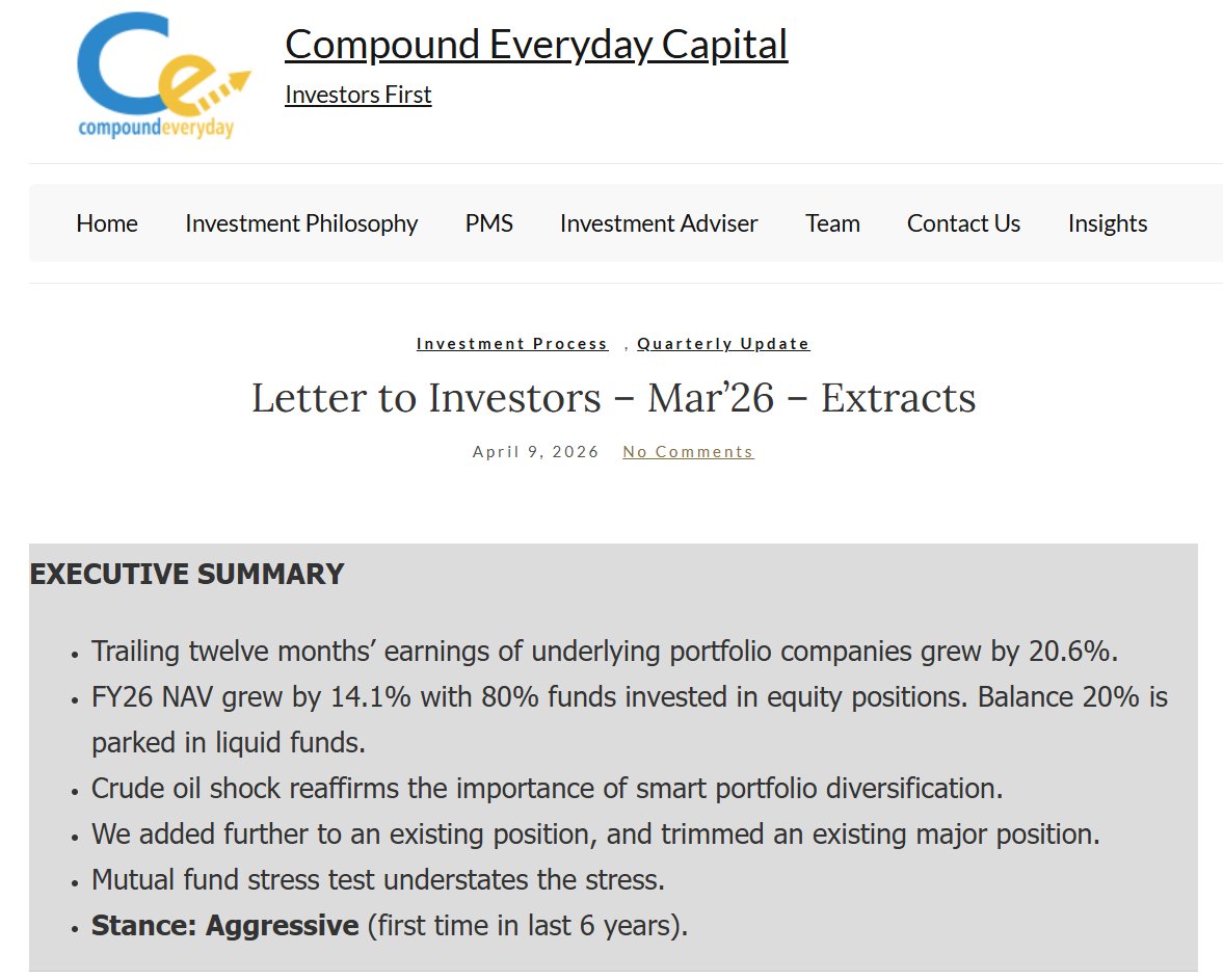 sumitbsarda's tweet photo. Sharing our latest Investor Letter, we discuss:
· Crude oil shock reaffirms the need for smart portfolio diversification.
· Importance of margin of safety.
· Mutual fund stress test understates the stress.
· Buybacks poised for a comeback.
https://t.co/aMfU1hYYQP https://t.co/uVeSOucaDS