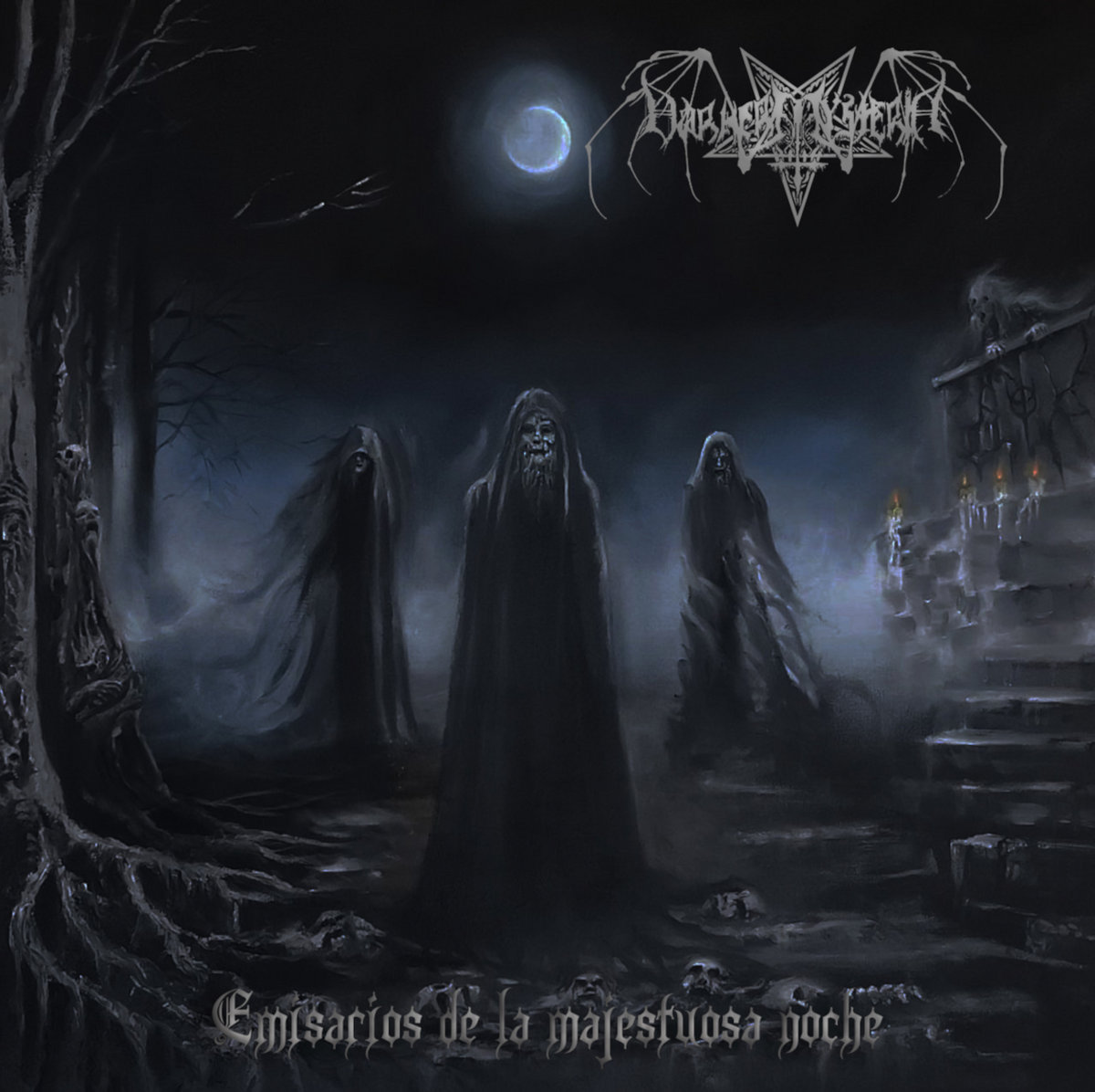 Tmetalicoweb's tweet image. UnderExtremo:🇦🇷#DarkerMysteria presentó en febrero, "Emisarios de la majestuosa noche" su 4ºLP. Un #BlackMetal con buena voz decrépita, cantado en castellano, inquietante y cargado de grandes atmósferas que te llevan al páramo más oscuro. ¡Buen álbum! darkermysteriaofficial.bandcamp.com/album/emisario…