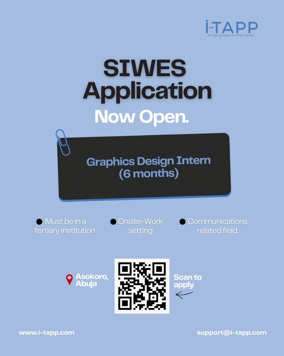 Prof_X777's tweet photo. We have SIWES opportunities for students going on IT.
If you are one or know anyone
Kindly fill out this form.

Kindly take note of the location before applying.

Please reshare.

https://t.co/BLxB0AhqTG https://t.co/iXVmXjESS3