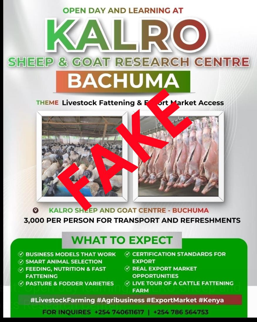 kalromkulima's tweet photo. 𝐏𝐮𝐛𝐥𝐢𝐜 𝐍𝐨𝐭𝐢𝐜𝐞 🚨

Be alert and don’t fall victim to fraud. The advert circulating below is fake and has no connection to us. If it’s not posted on our official pages, treat it as false. Always confirm authenticity before taking any action.

#MulikaWakora https://t.co/NEKT4Fhmae