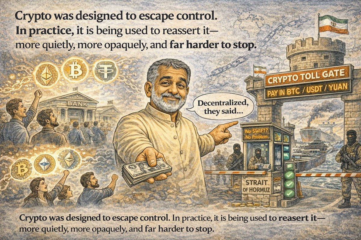 jaypee4u's tweet photo. Crypto did not eliminate power structures. It gave them new tools.
In theory, crypto was designed to escape control.
In practice, it is being used to reassert it—more quietly, more opaquely, and far harder to stop.
https://t.co/ZrysaUBUCj https://t.co/7YsRBU946n