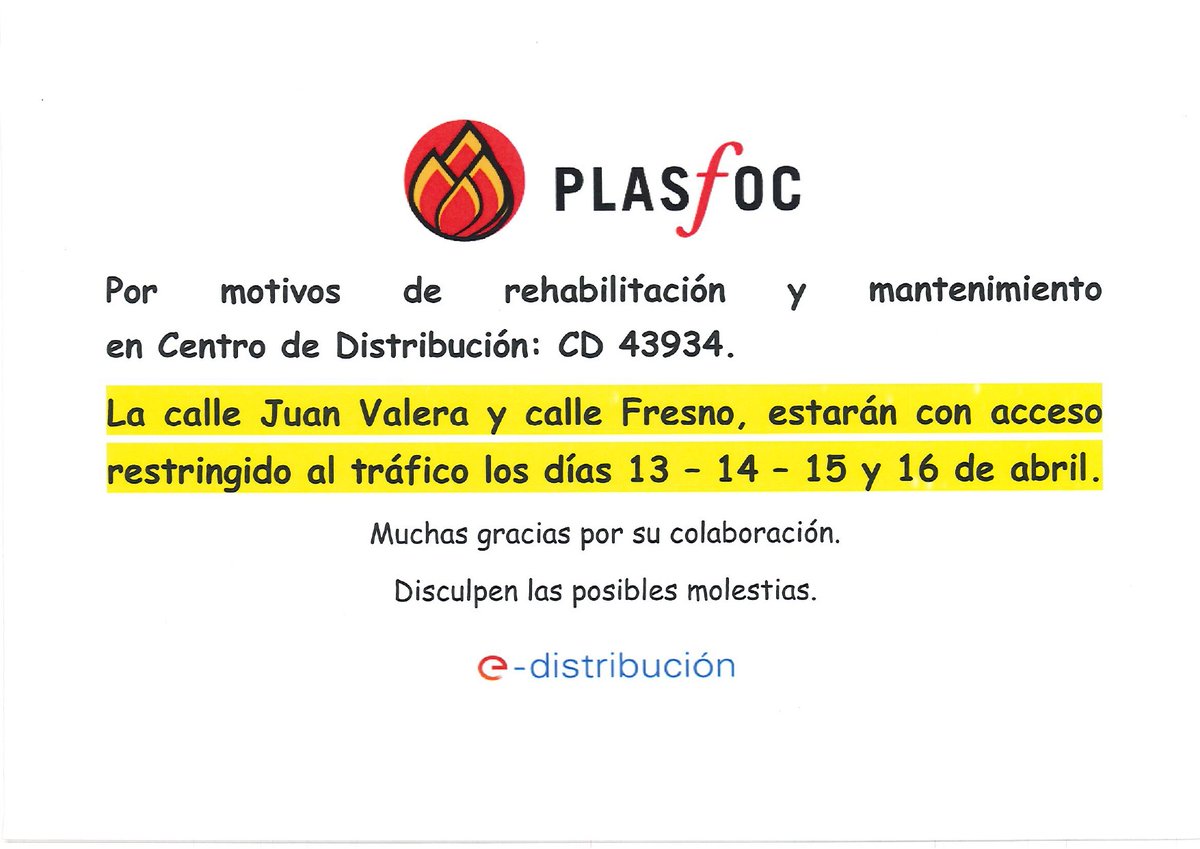 ATENCIÓN CONDUCTORES Y USUARIOS DE COCHERAS EN LA ZONA