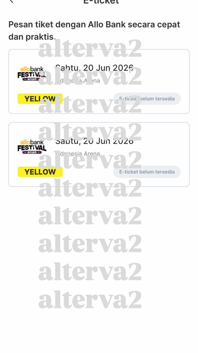 alterva2's tweet photo. hai guys, mau numpang wts tiket allobank cortis
YELLOW 2 TIX
aku jual karna temenku secured juga ternyata
no scam guys ini🥺
ada proof nya + diurus sampai fisik
prefer full payment yaa
harga sesuai web + fee 
hmu kalo ada yg minat🥺🙏🙏
#allobank #cortis #wts https://t.co/oIxXI95PZH