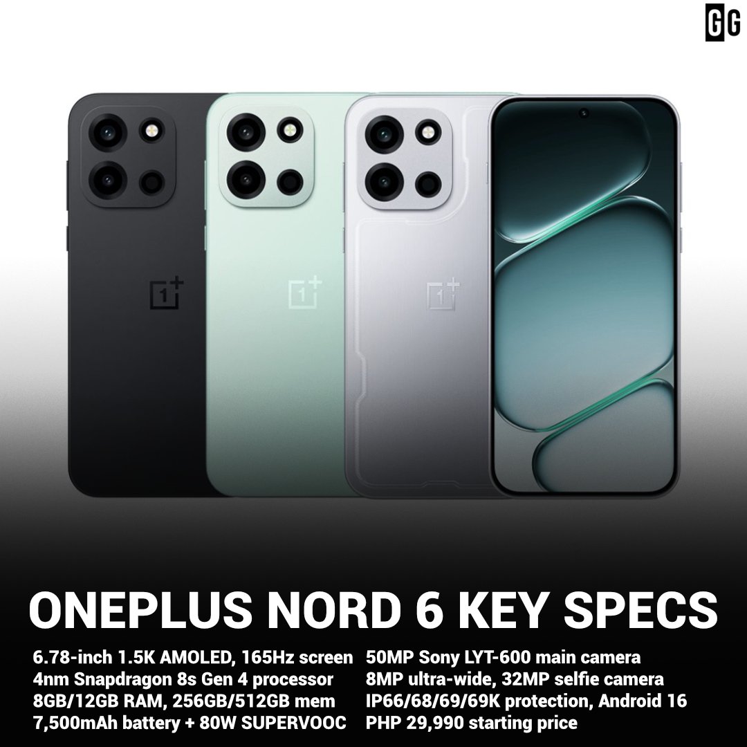 GIZGUIDEPH's tweet image. Here are the key specs of the OnePlus Nord 6.

Check the comment section below for more info. ⬇️⬇️⬇️

#GIZGUIDE #OnePlus #DigitalWalker