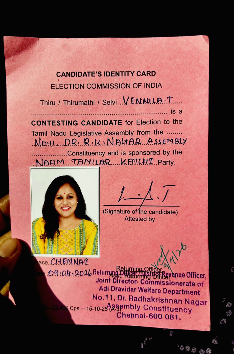 vennilaVT's tweet photo. And it’s official #VENNILAforRKnagar https://t.co/4CarDNJUxD