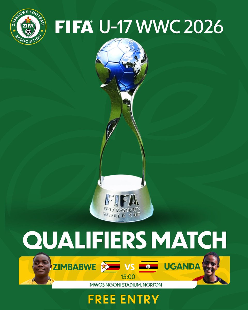 online_zifa's tweet photo. NEXT STOP: WORLD STAGE 🌍🔥
Zimbabwe🇿🇼vs🇺🇬Uganda
FIFA U-17 Women’s World Cup Qualifier
📍Ngoni Stadium.
🗓️ Sunday, 12 April
⏰15:00.
🎟️Free entry.
Come and back the future of Zimbabwean football.
Be there. Be loud. Be proud.
#ZimU17 #RoadToWWC #NgoniStadium #FutureStars