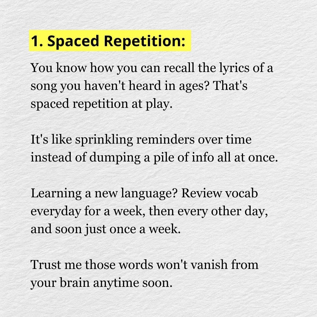 1. Spaced Repetition: