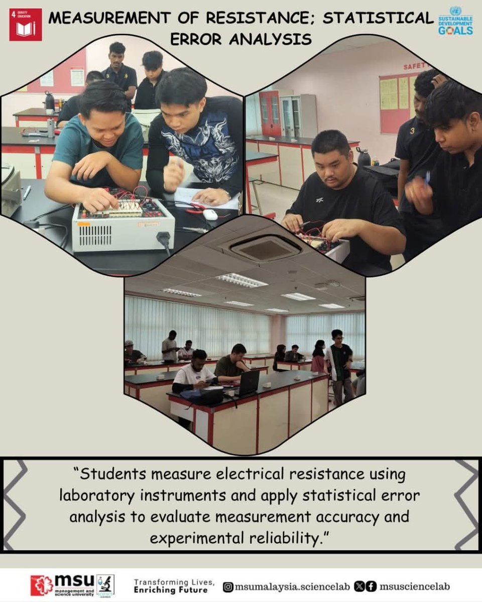 MSUsciencelab's tweet image. Great experiments build great minds 💡

#MSUmalaysia students mastering resistance measurement and understanding the importance of accuracy through statistical analysis.

#MSUScienceLab 
#SDG4QualityEducation 
#LearningExperience
#EngineeringExcellence