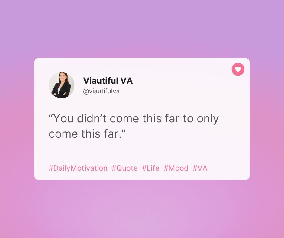 VIAutifulVA's tweet image. You didn’t come this far to only come this far.
All the late nights, effort, and consistency?
It’s leading somewhere.

Keep showing up—you’re building something bigger.

#VirtualAssistant #VAJourney #WorkFromHome #Consistency