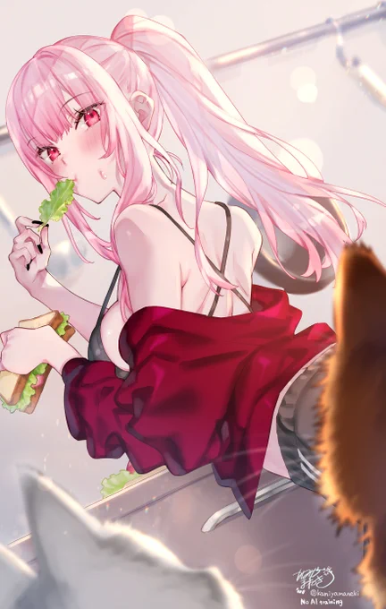 I drew a picture of Calli's daily life for her birthday fanzine カリちゃん誕生日記念のチャリティ本に描かせて頂いた日常イラストです #Shini_No_Nichi #callillust